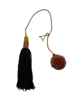 Black/Tan Wool Wood Tassels with brown pompom by Among Equals
