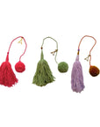 Pink, green and purple Wool Wood Tassels by Among Equals