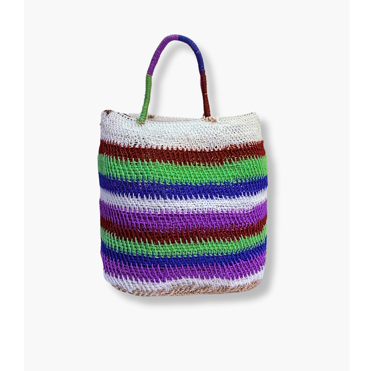 White/Brown/Green/Blue/Purple Tanila Raun Raun Bilum Shopper by Sepik
