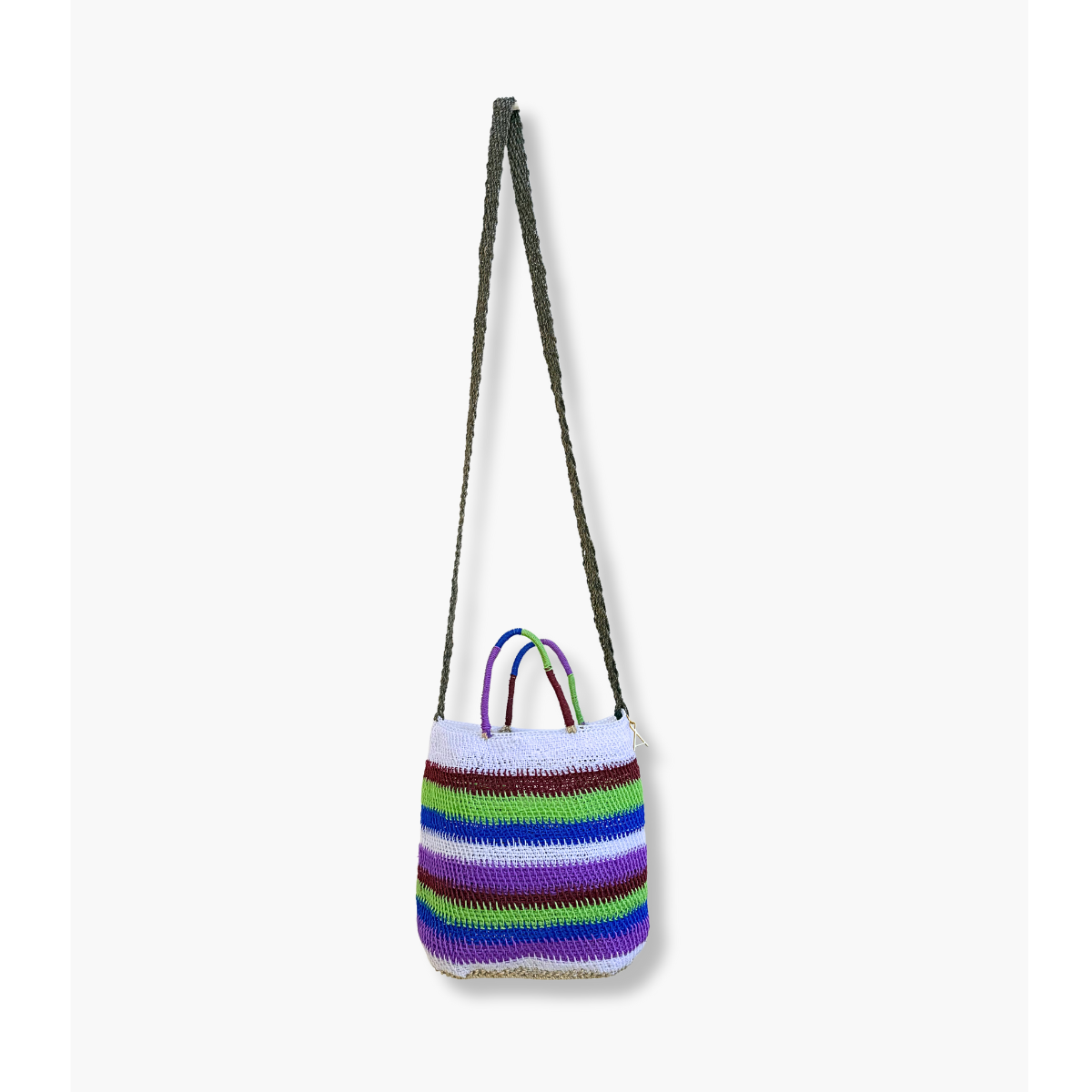 White/Brown/Green/Blue/Purple Tanila Raun Raun Bilum Shopper Long Strap by Sepik