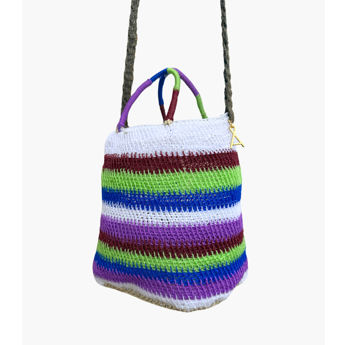 White/Brown/Green/Blue/Purple Tanila Raun Raun Bilum Shopper by Sepik