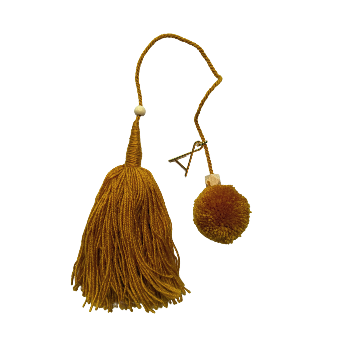 Mustard Wool Wood Tassels by Among Equals