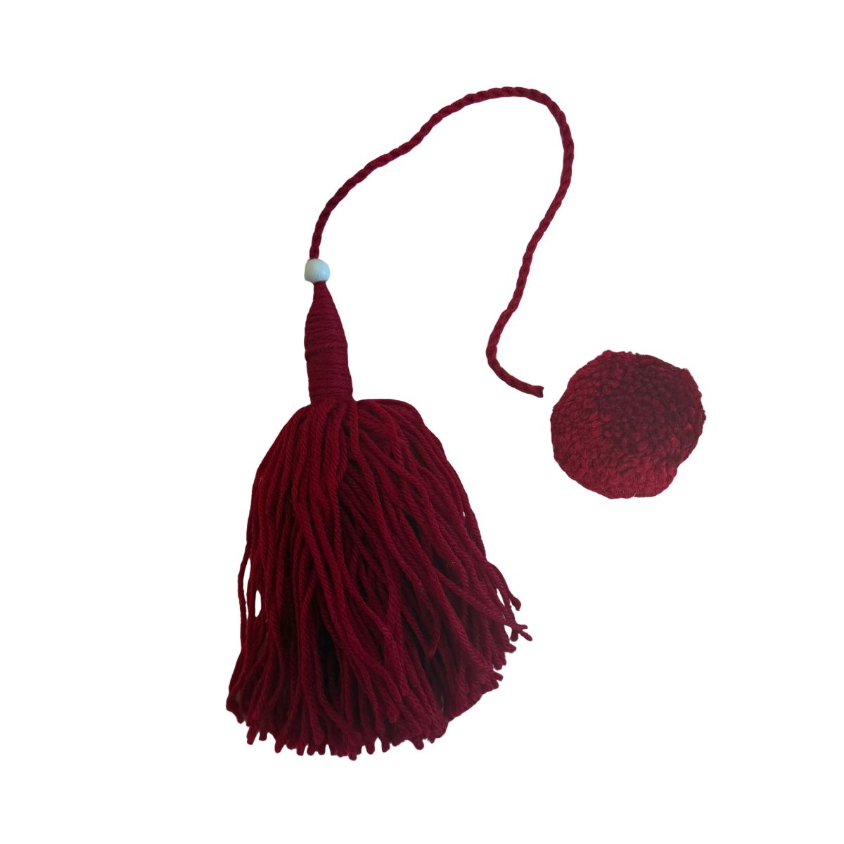 Burgandy Wool Wood Tassels by Among Equals