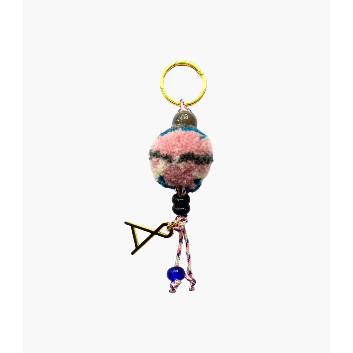 Pink/Grey Wool Pom Charm Embellishment