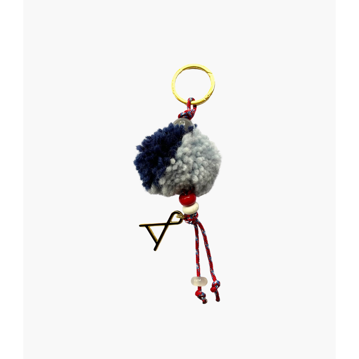 Light/Dark Blue Wool Pom Charm Embellishment by Among Equals